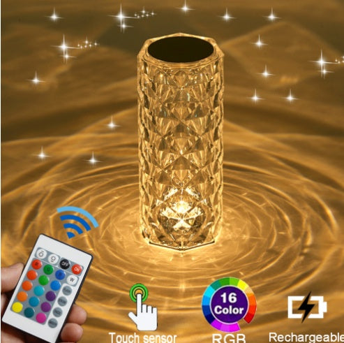 Decorstrend Radiance Crystal Diamond Lamp – Rechargeable Elegance for Your Bedroom